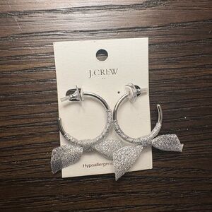 NEW J. Crew Silver Bow Hoop Earrings